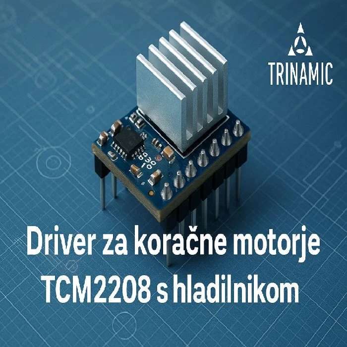 Driver za koračne motorje TCM2208 s hladilnikom, tcm2208, trinamic, driver koračni motor, hladilnik, ugodno, ceneje, prihranek, lokalno, ljubljana, 3d tiskalnik, industrijska avtomatizacija